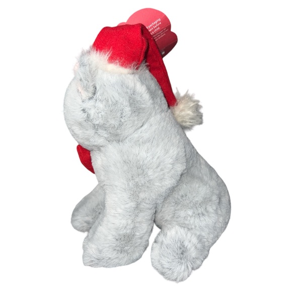 Pier 1 Imports Christmas Milo the Cat Plush Gray Kitty Toy w Santa Hat NWT - Picture 3 of 8